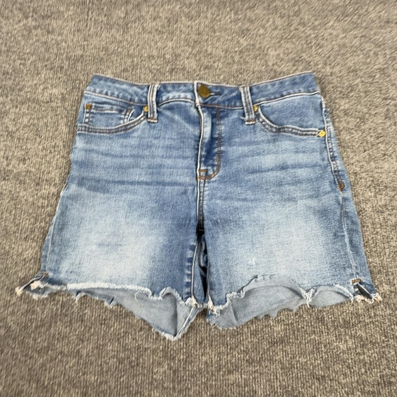 Seven7 Pants - Seven7 Shorts Womens 6 Blue Denim Cutoff Raw Hem Stretch 5 Pocket Casual Summer